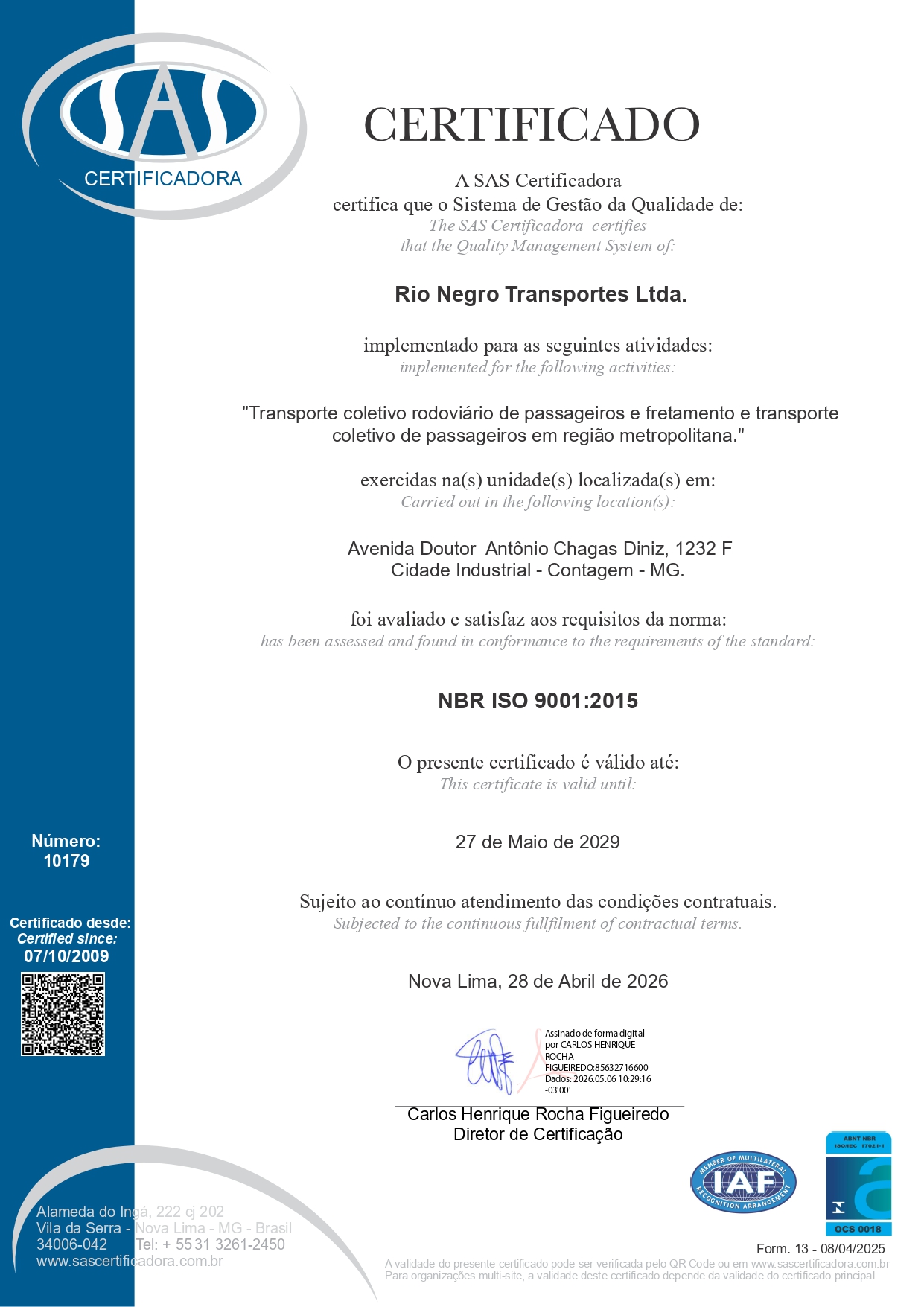 Certificado ISO 9001